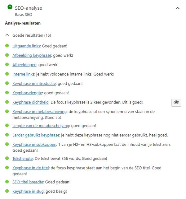 SEO Analyse Yoast WordPress plugin
